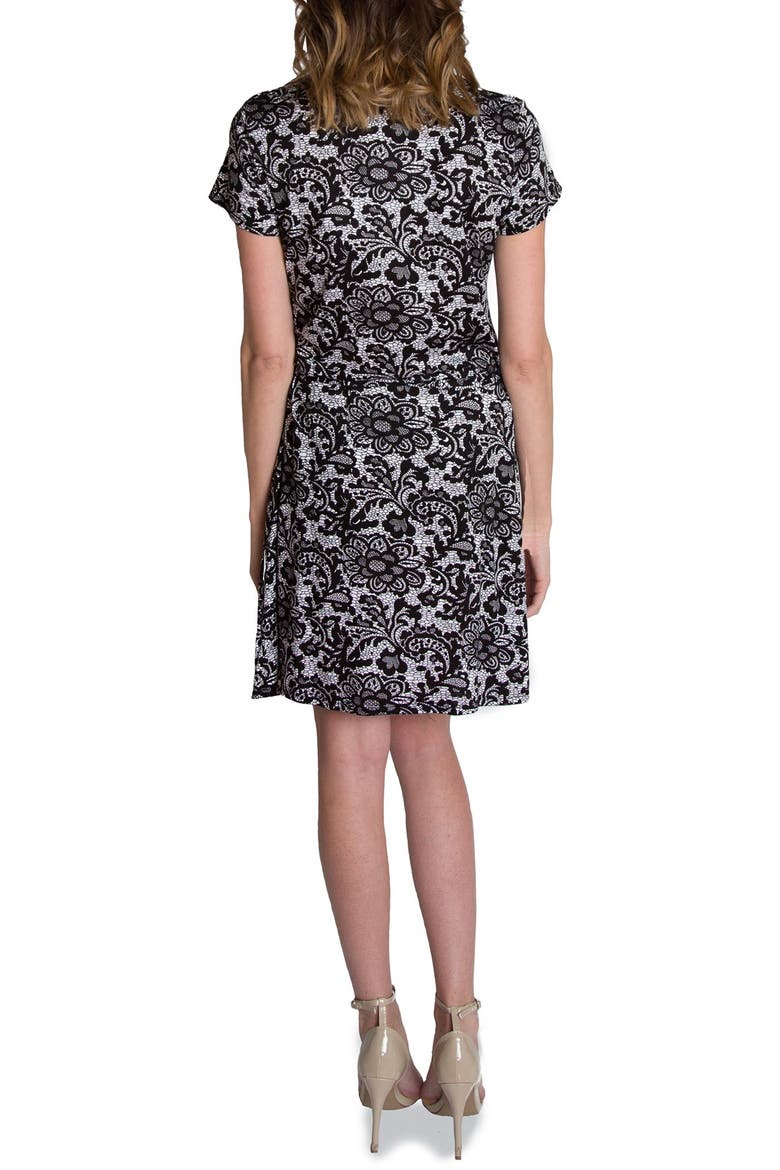 'Chic' Cowl Neck Nursing Dress, Alternate, color, BLACK/ WHITE LACE