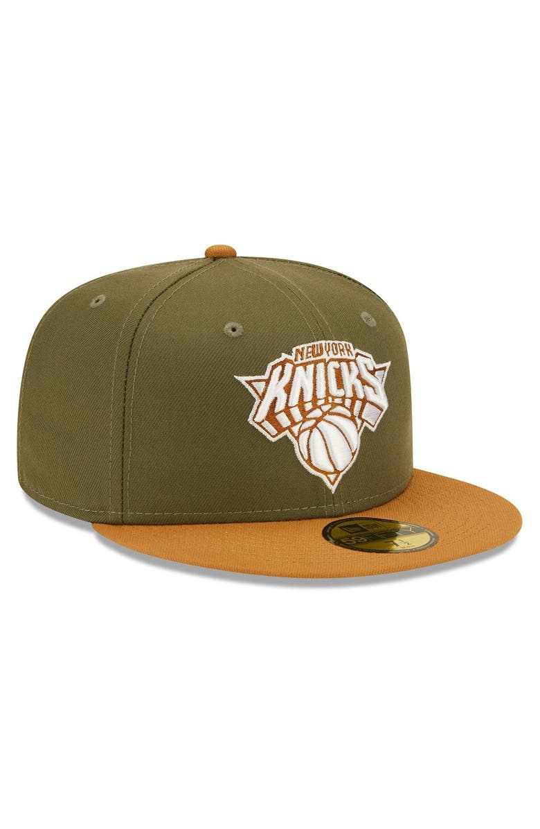 New Era Men's New Era  Olive/Orange New York Knicks Two-Tone 59FIFTY Fitted Hat, Alternate, color, 