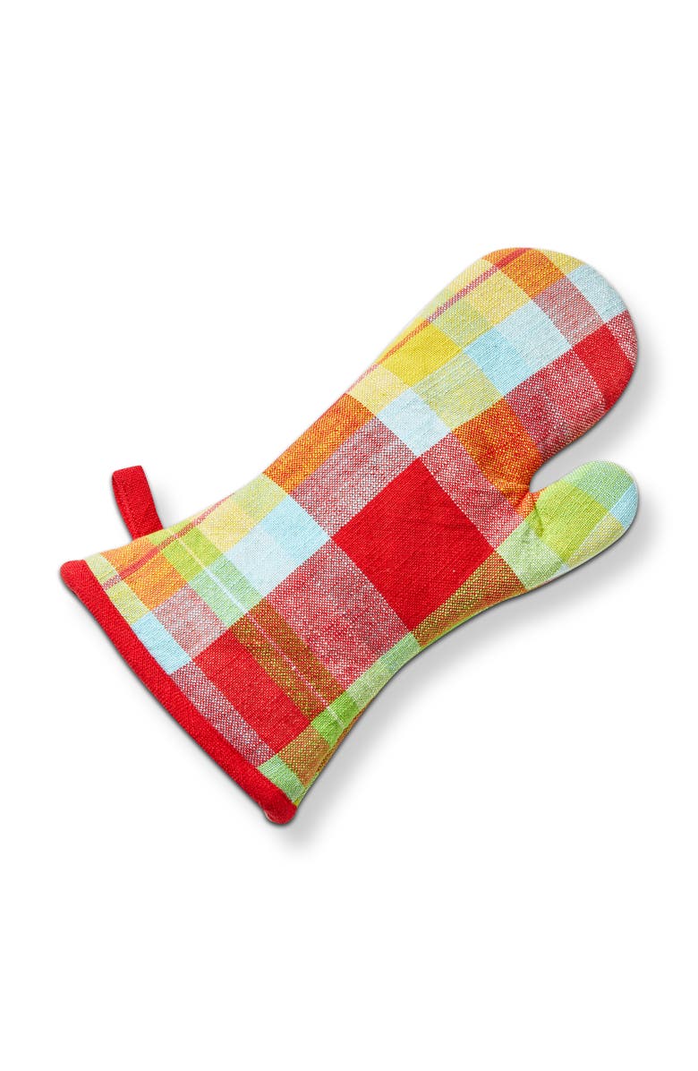 tag Fresh Pick Plaid Oven Mitt Multi Cotton Summer, Main, color, Multicolored