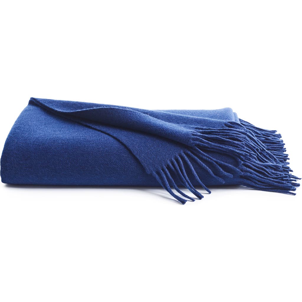 Petite Plume Fringe Wool & Cashmere Throw Blanket In Navy