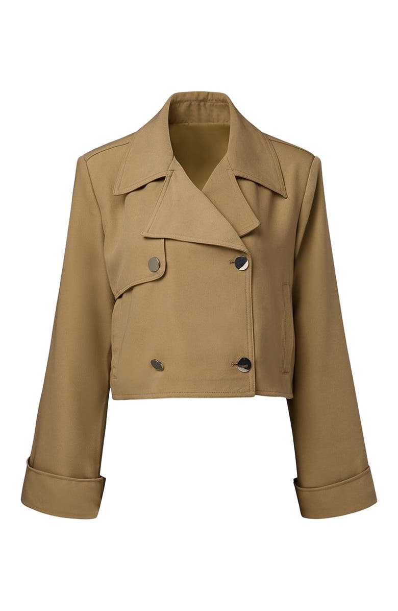 WeWoreWhat Cropped Trench Coat, Alternate, color, Soft Brown