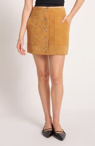 matty m. Button Front Suede Skirt