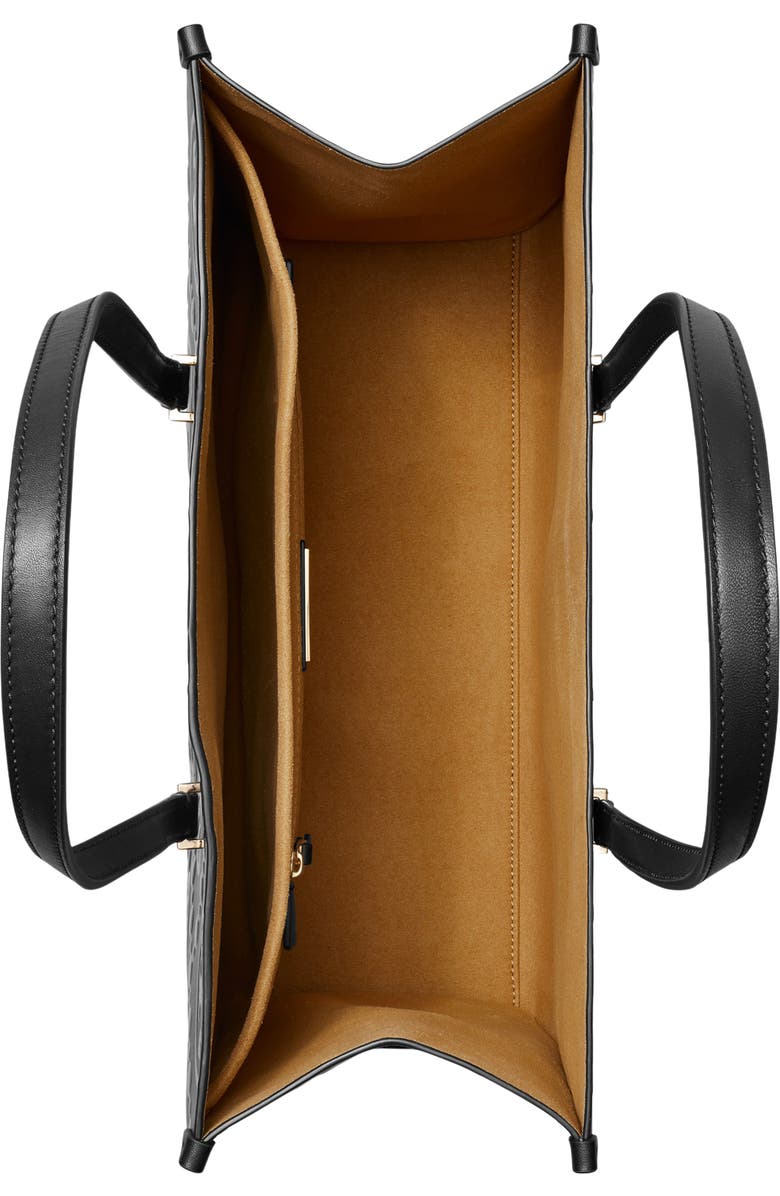 Tory Burch T Monogram Contrast Embossed Leather Tote, Alternate, color, Black