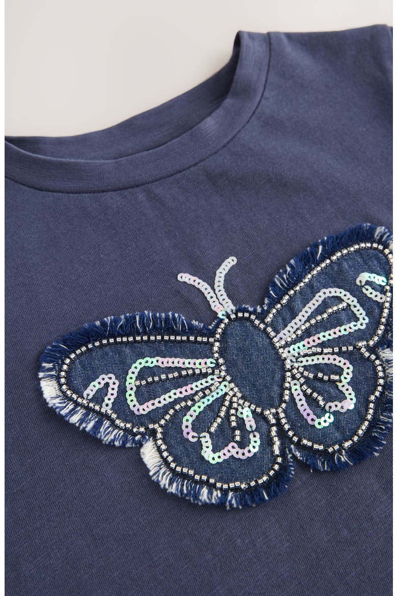Kids' Butterfly Embellished Cotton Graphic T-Shirt, Alternate, color, BLUE