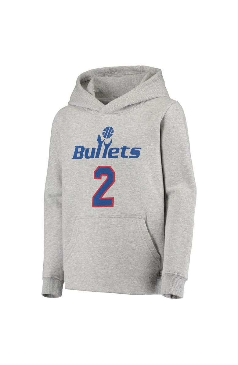 Mitchell & Ness Youth Mitchell & Ness Chris Webber Heathered Gray Washington Bullets Hardwood Classics Name & Number Pullover Hoodie, Alternate, color, 