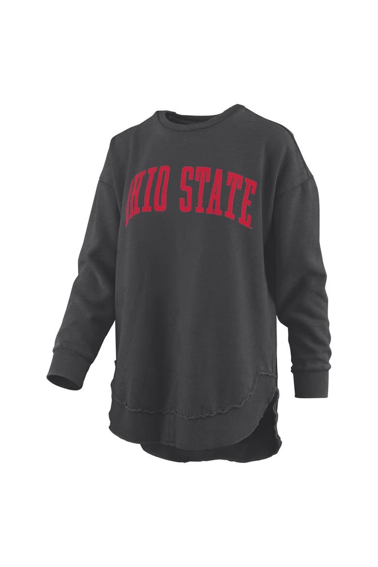Women's Pressbox  Black Ohio State Buckeyes Melange Poncho Vintage Fleece Long Sleeve Pullover Sweatshirt, Alternate, color, Black