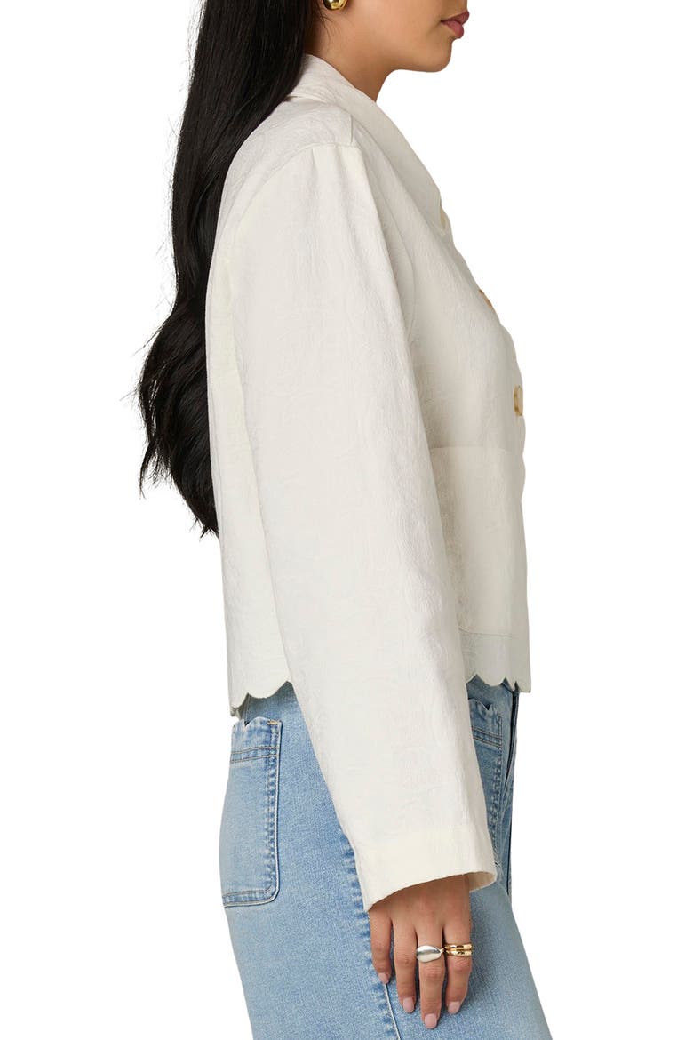Scallop Detail Cotton Crop Jacket, Alternate, color, WHITE