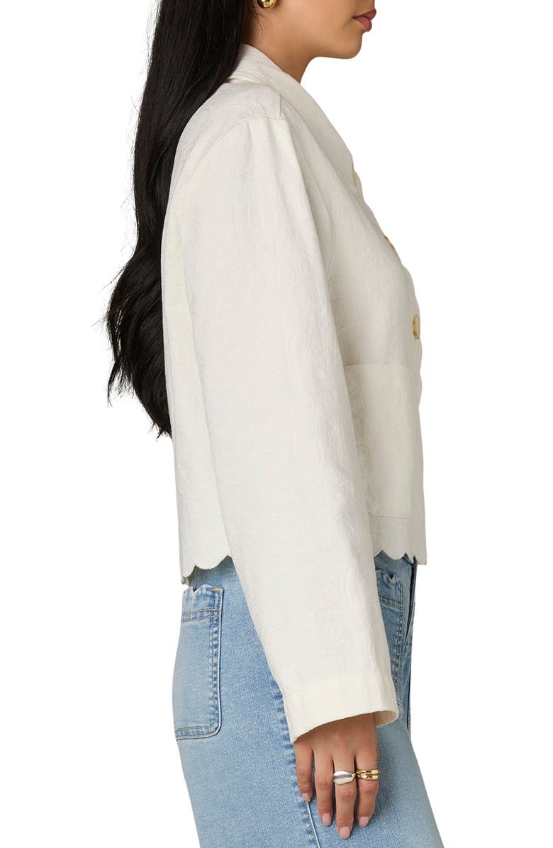 Wit & Wisdom Scallop Detail Cotton Crop Jacket, Alternate, color, White