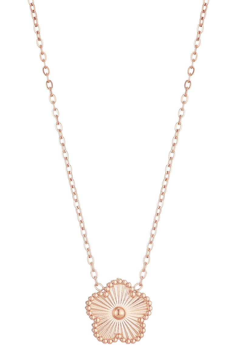 14K Rose Gold Plated Floral Pendant Necklace, Main, color, PINK