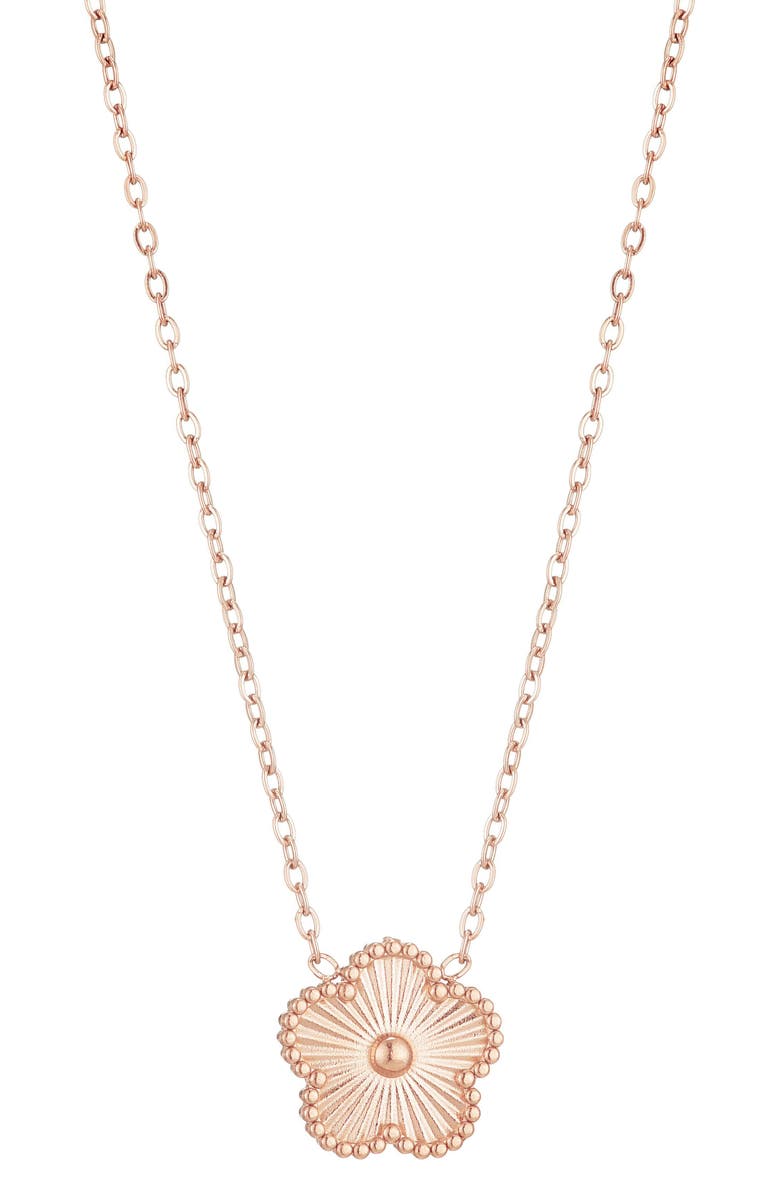 Adornia 14K Rose Gold Plated Floral Pendant Necklace, Main, color, Pink