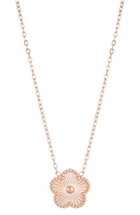 14K Rose Gold Plated Floral Pendant Necklace