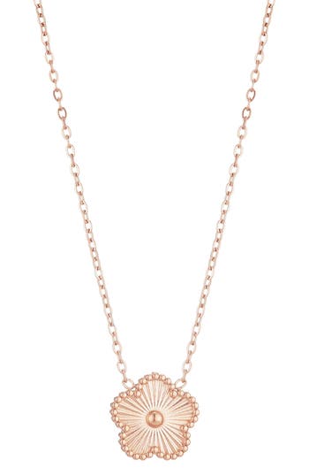 Adornia Tarnish Resistant 14k Rose Gold Plated 5-leaf Clover Pendant Necklace In Gold