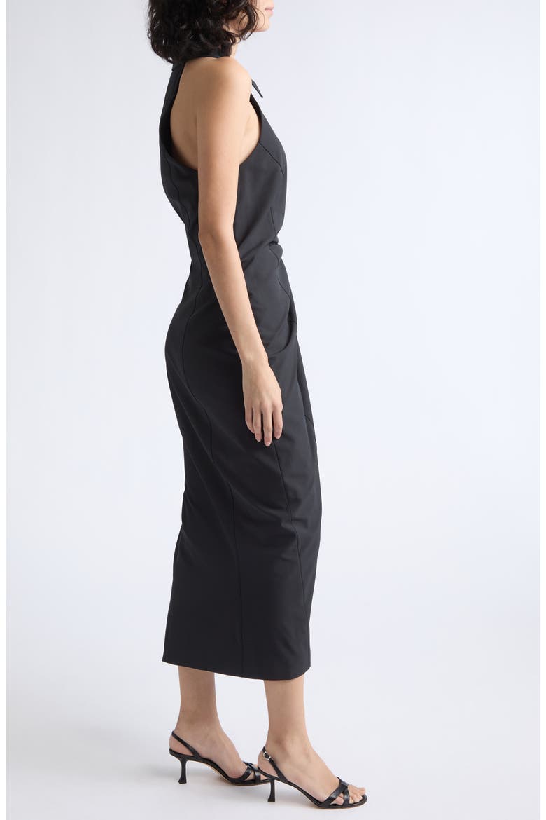 Bangle Enez Halter Midi Dress, Alternate, color, BLACK
