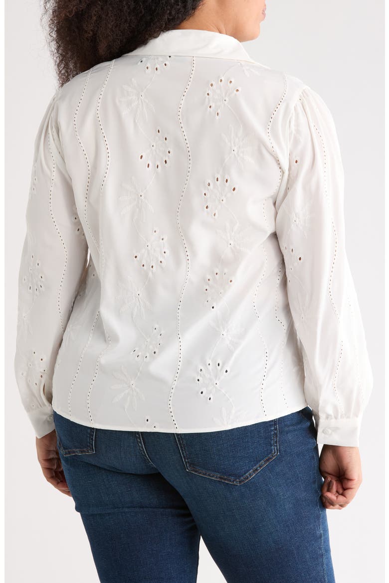Eyelet Button-Up Shirt, Alternate, color, WHITE
