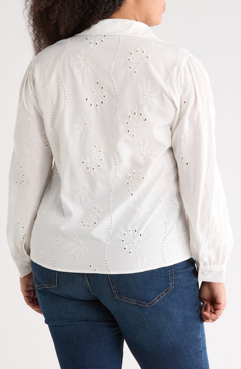 Forgotten Grace Eyelet Button-Up Shirt, Alternate, color, White