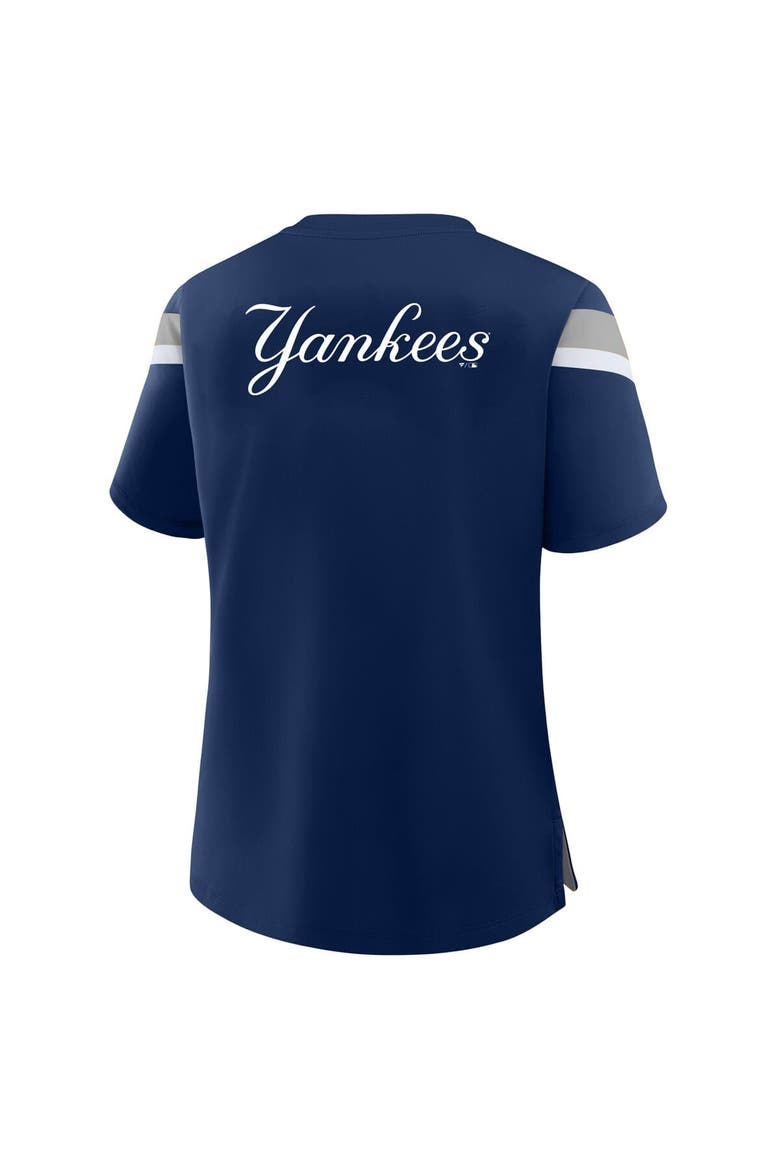 Women's Profile  Navy New York Yankees Lace-Up T-Shirt, Alternate, color, Navy