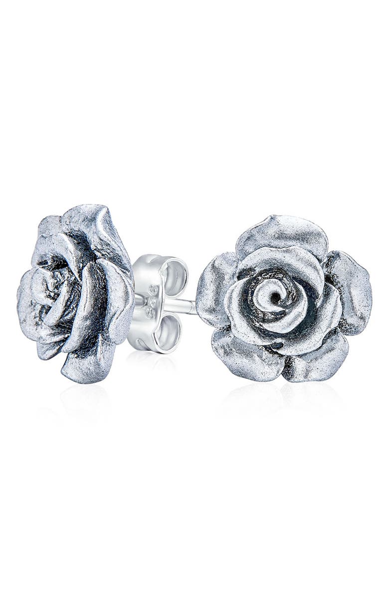BLING JEWELRY 3D Rose Stud Earrings, Alternate, color, Multicolor