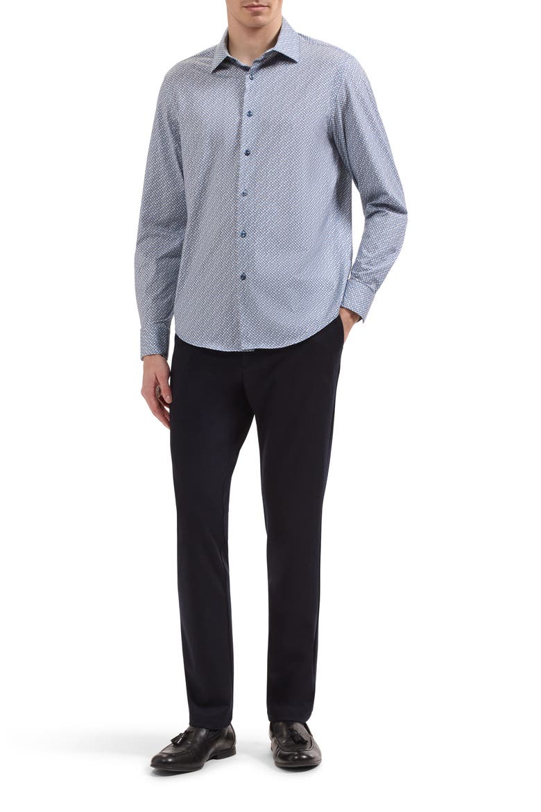 James OoohCotton® Print Button-Up Shirt, Alternate, color, MARINE BLUE