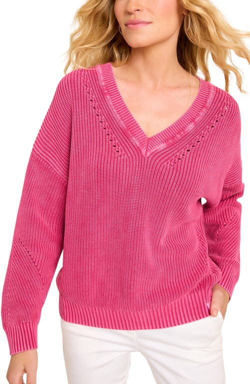 Tommy Bahama Indigo Palms Cotton V-neck Sweater In Magenta Haze
