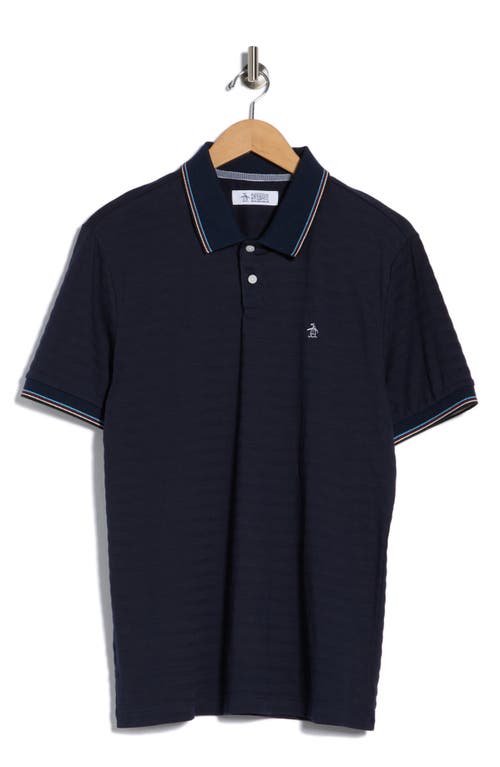 Original Penguin Textured Tipped Polo In Blue