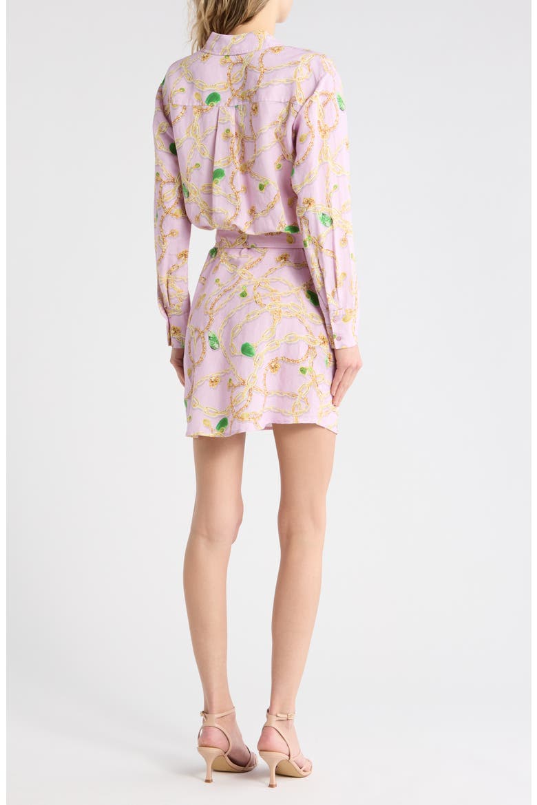 Demie Linen Blend Mini Shirtdress, Alternate, color, PALE ORCHID MULTI JADE CHAIN