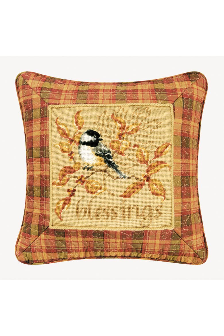 Blessings Needlepoint Pillow, 16" x 16", Main, color, Yellow