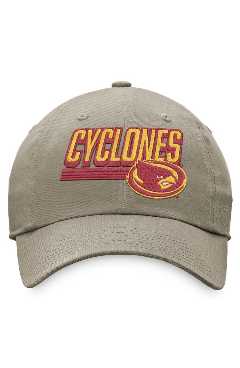 TOP OF THE WORLD Men's Top of the World Khaki Iowa State Cyclones Slice Adjustable Hat, Alternate, color, Khaki