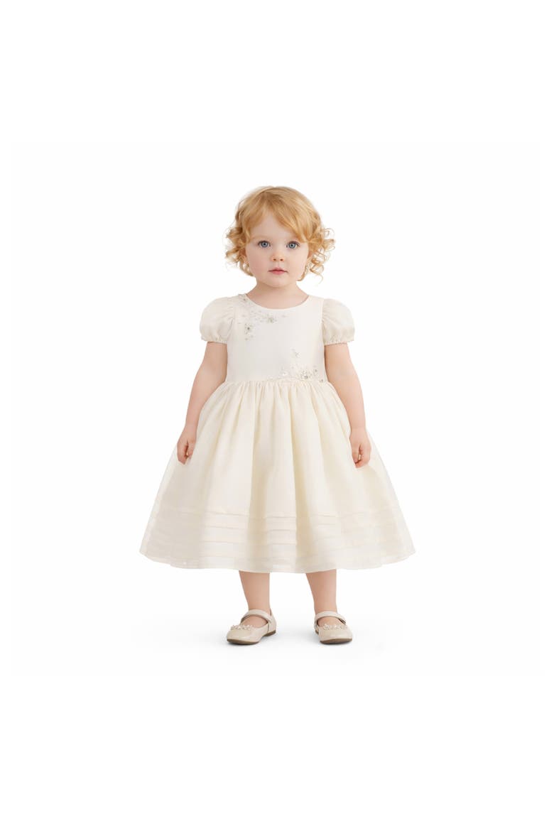 Embroidered Pleated Dress, Alternate, color, Ivory