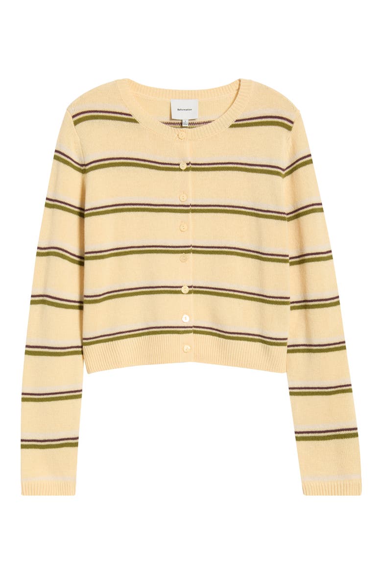 Clara Stripe Cashmere Cardigan, Main, color, PARMESAN TRI-COLOR STRIPE