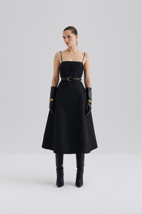 Calista Exaggerated Hip Midi Dress