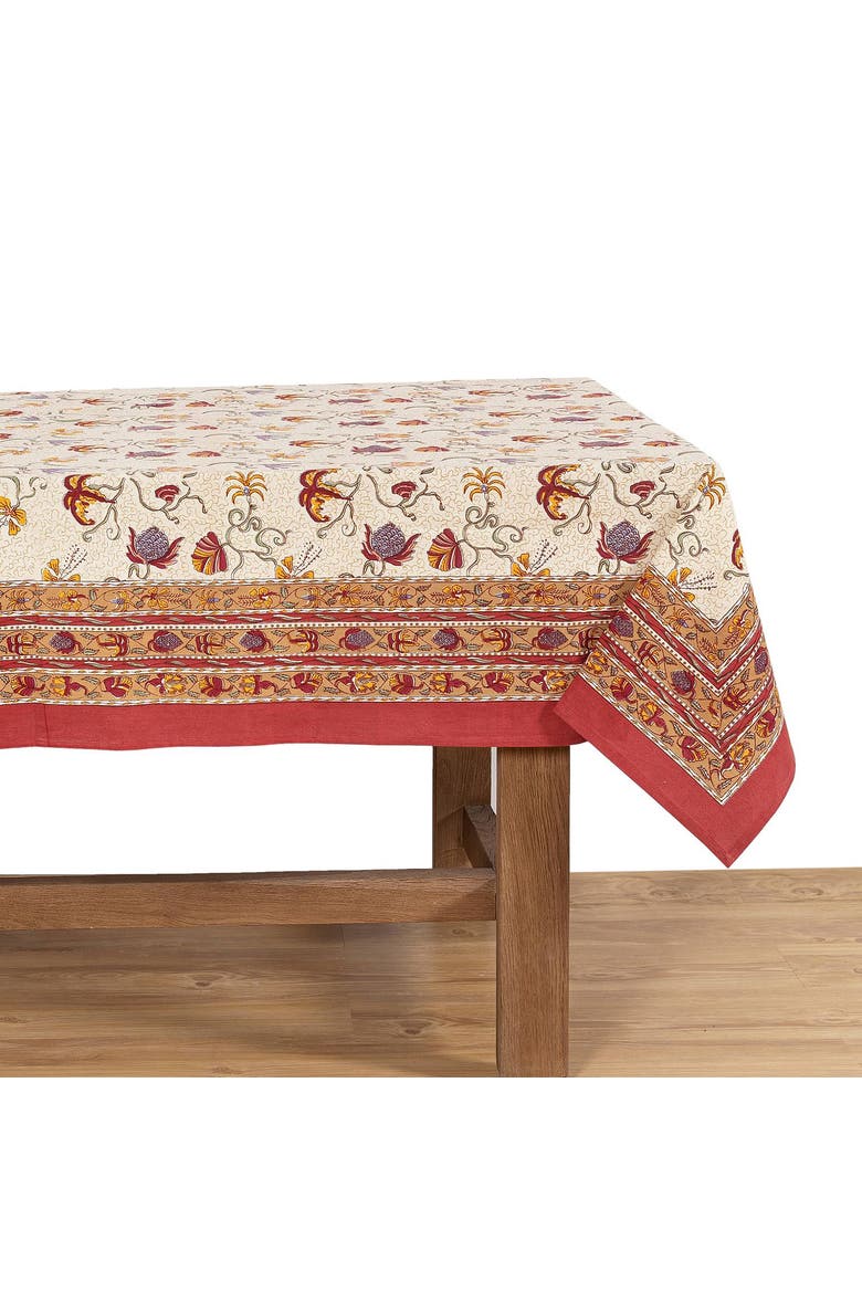 Fleur des Indes Tablecloth, Alternate, color, Red/White 90" x 90"