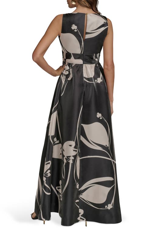 Donna Karan New York Faux Wrap Tie Waist Cocktail Dress In Black/light Beige