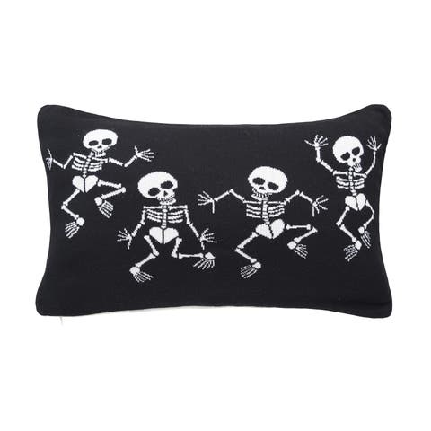 Dancing Skeletons Cotton Blend Halloween Accent Throw Pillow 16" x 24"