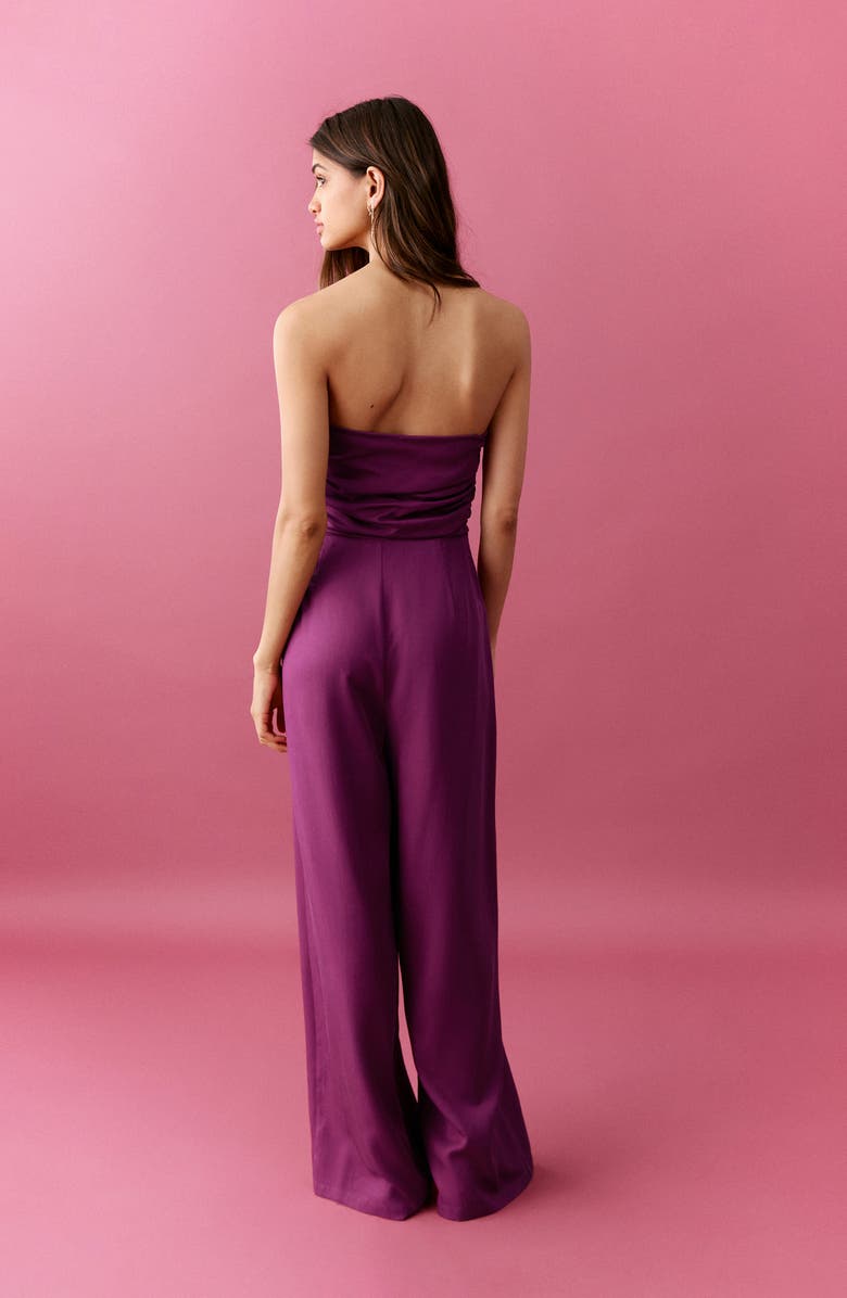 MANGO TEEN Strapless Wide Leg Jumpsuit, Alternate, color, 