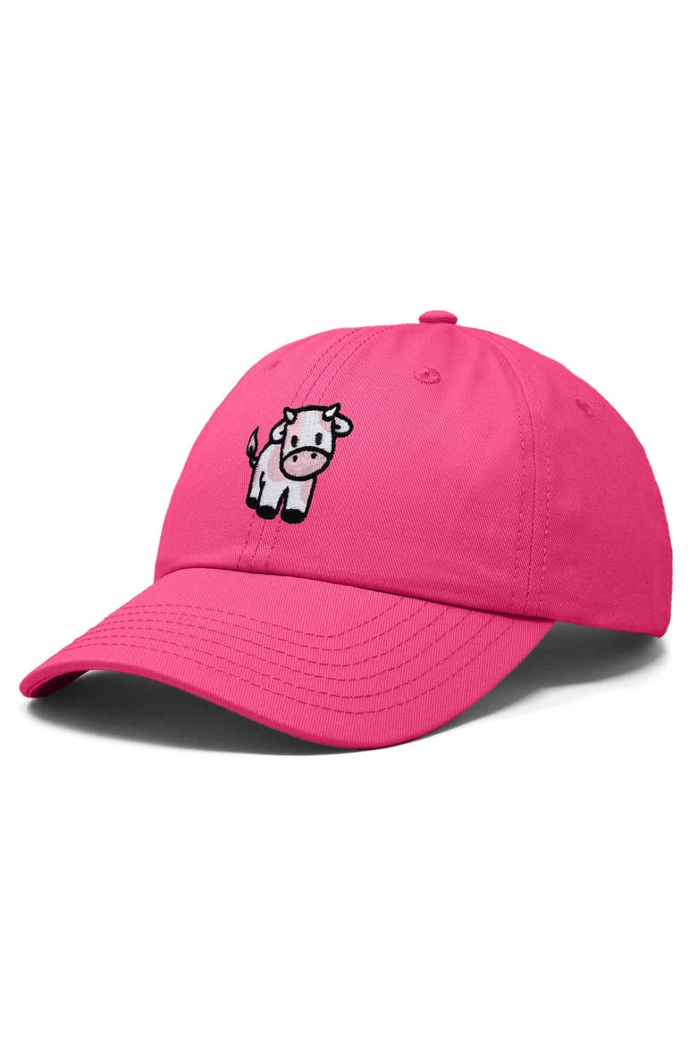 Strawberry Cow Embroidered Cap, Alternate, color, Hot Pink