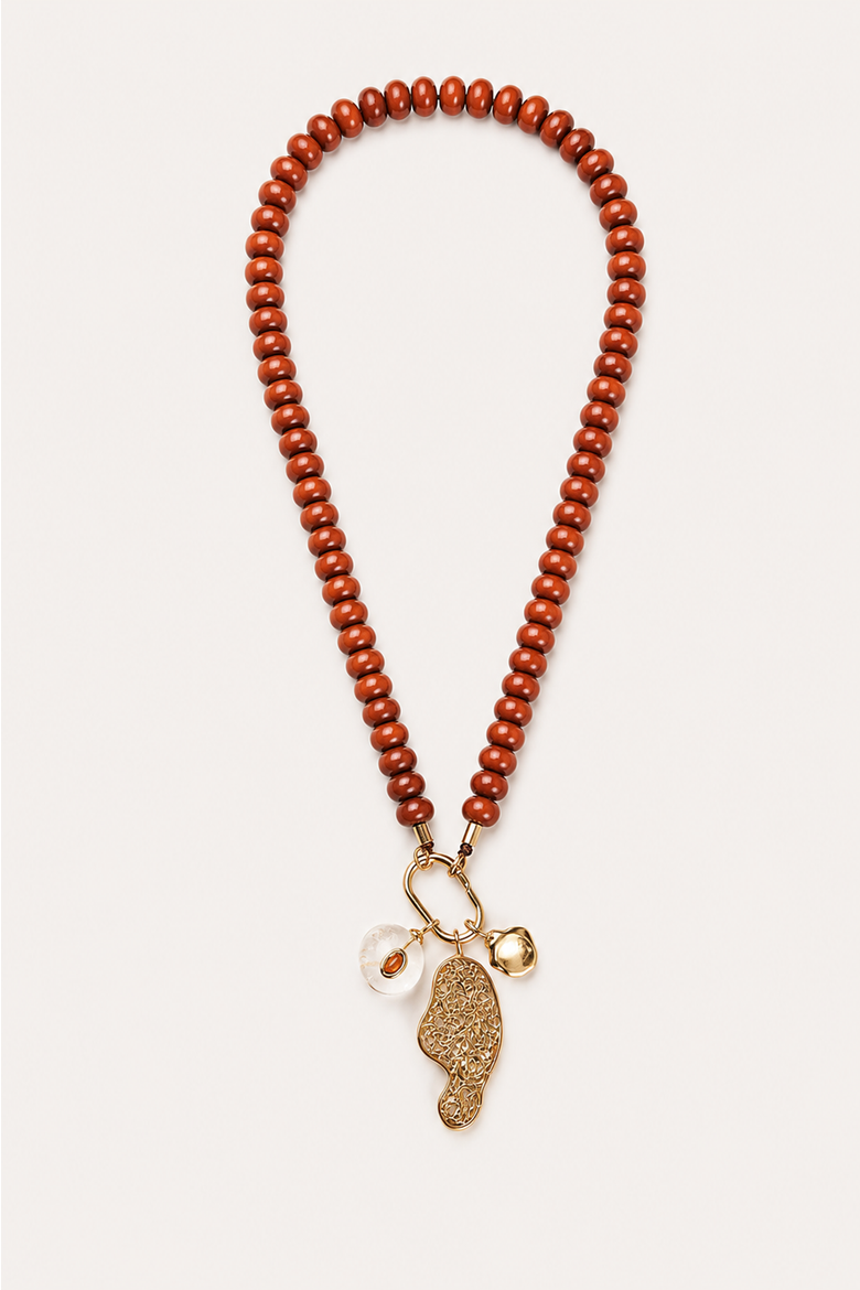 Monaco Sculptural Charm Necklace, Main, color, Red