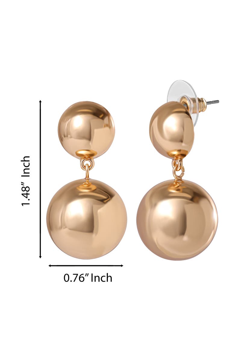 Jessica Simpson Double Ball Drop Earrings, Alternate, color, Gold