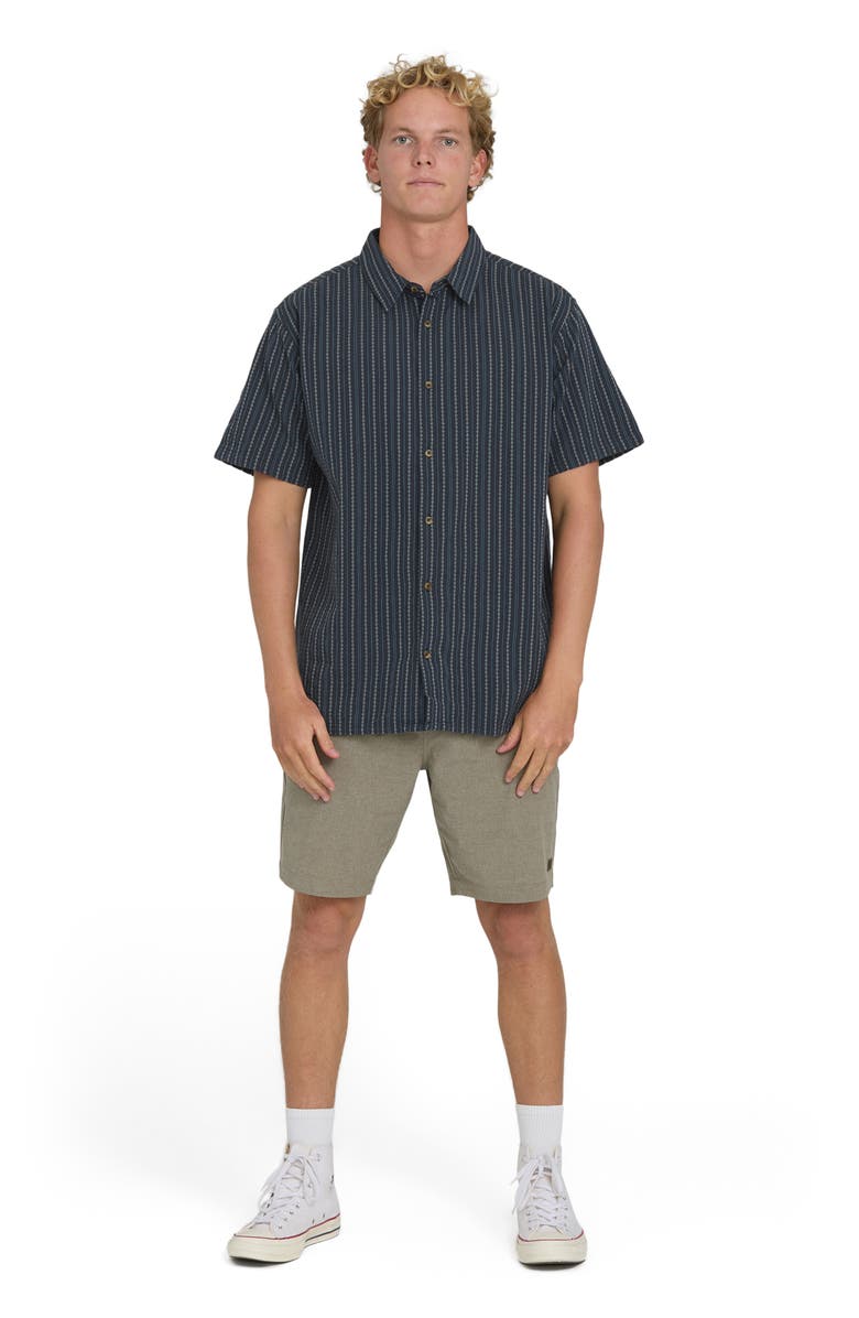 Billabong Garage Sandon Stripe Jacquard Cotton Camp Shirt, Alternate, color, True Navy