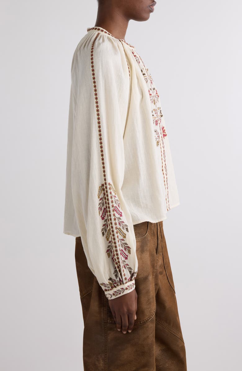 Isabel Marant Étoile Lynne Embroidered Top, Alternate, color, Ecru