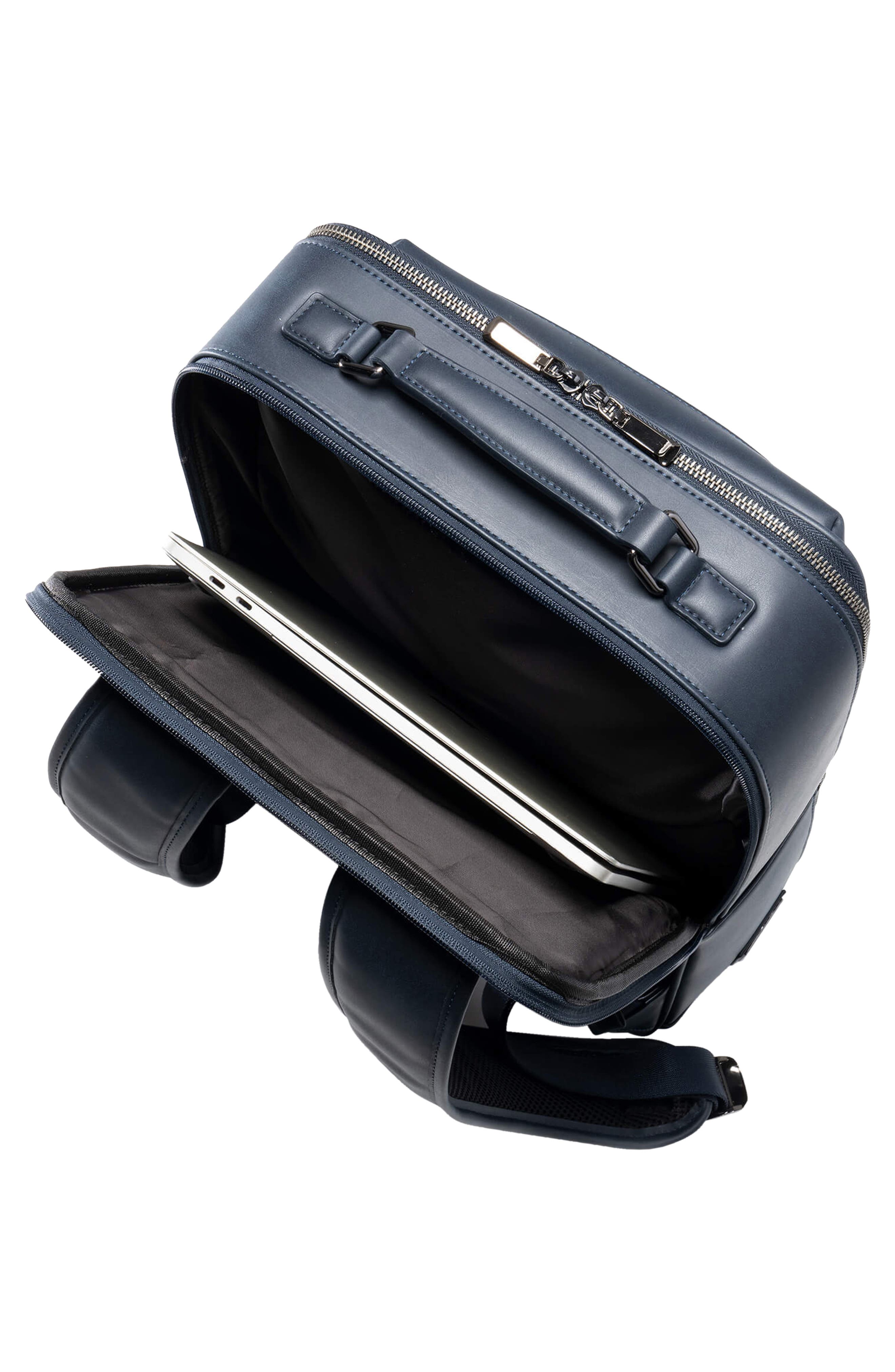 Maverick & Co. Explorer Plus Water Resistant Faux Leather Backpack, Alternate, color, Navy