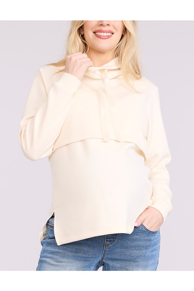 Funnel Neck Pullover Nursing Sweatshirt, Main, color, Antique White