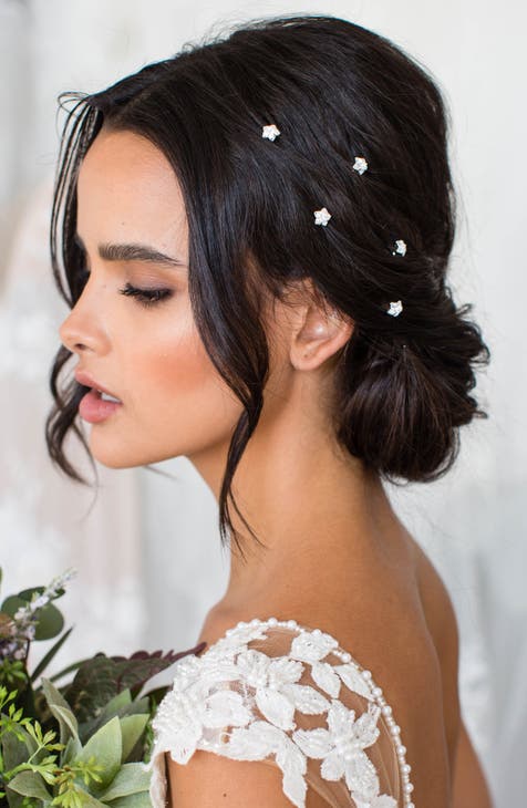 Brides & Hairpins India Full sale Halo Nordstrom Pearl Swarvoski Crystal Wedding Hair