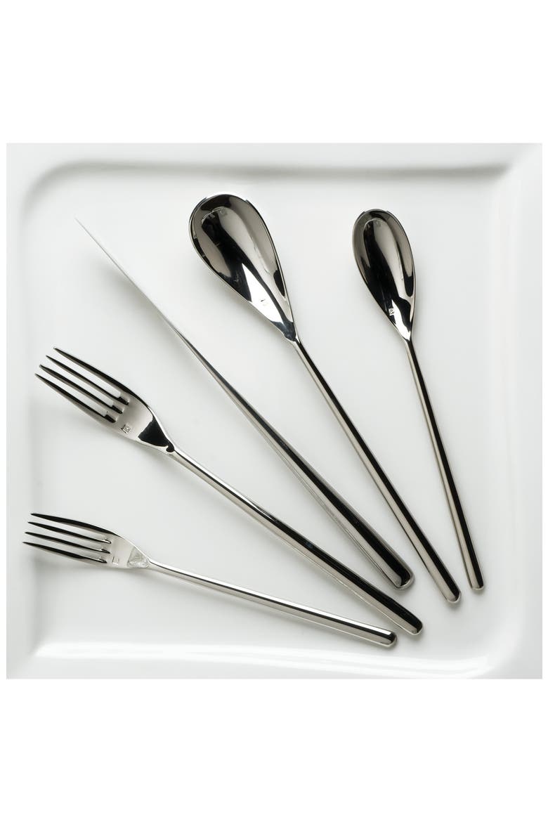 Dragonfly Black 5-Piece Place Setting, Main, color, SILVER