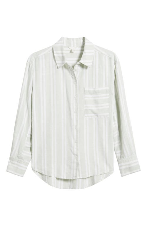 CASLONR CASLON(R) STRIPE LINEN BLEND BUTTON-UP SHIRT 