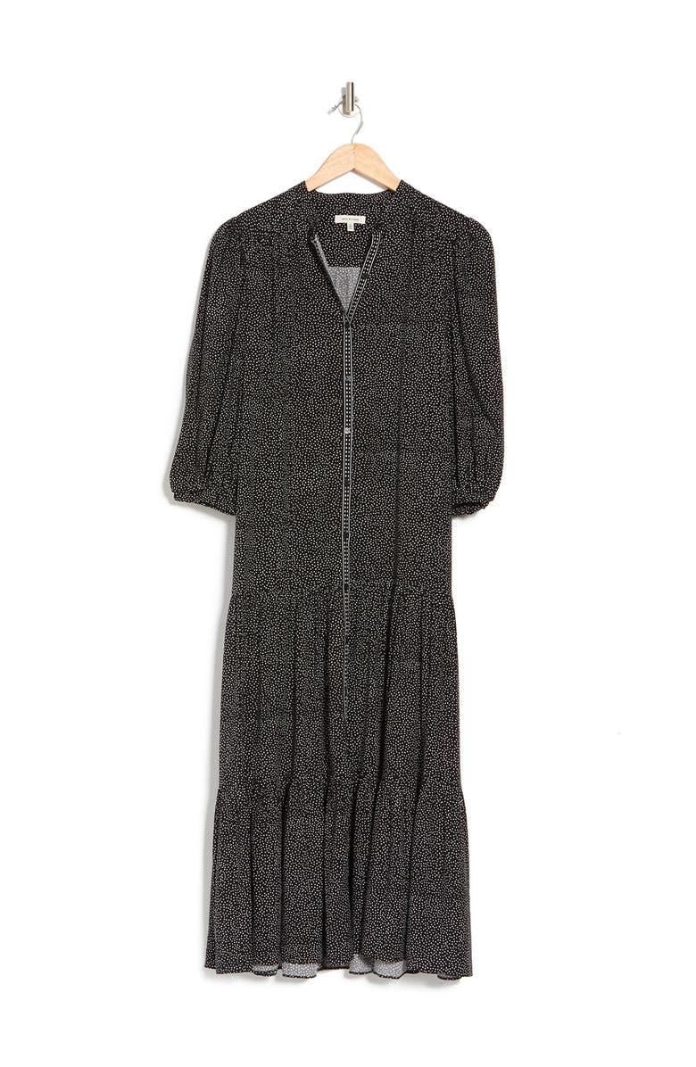 MAX STUDIO Printed Button Front Tiered Midi Dress, Alternate, color,