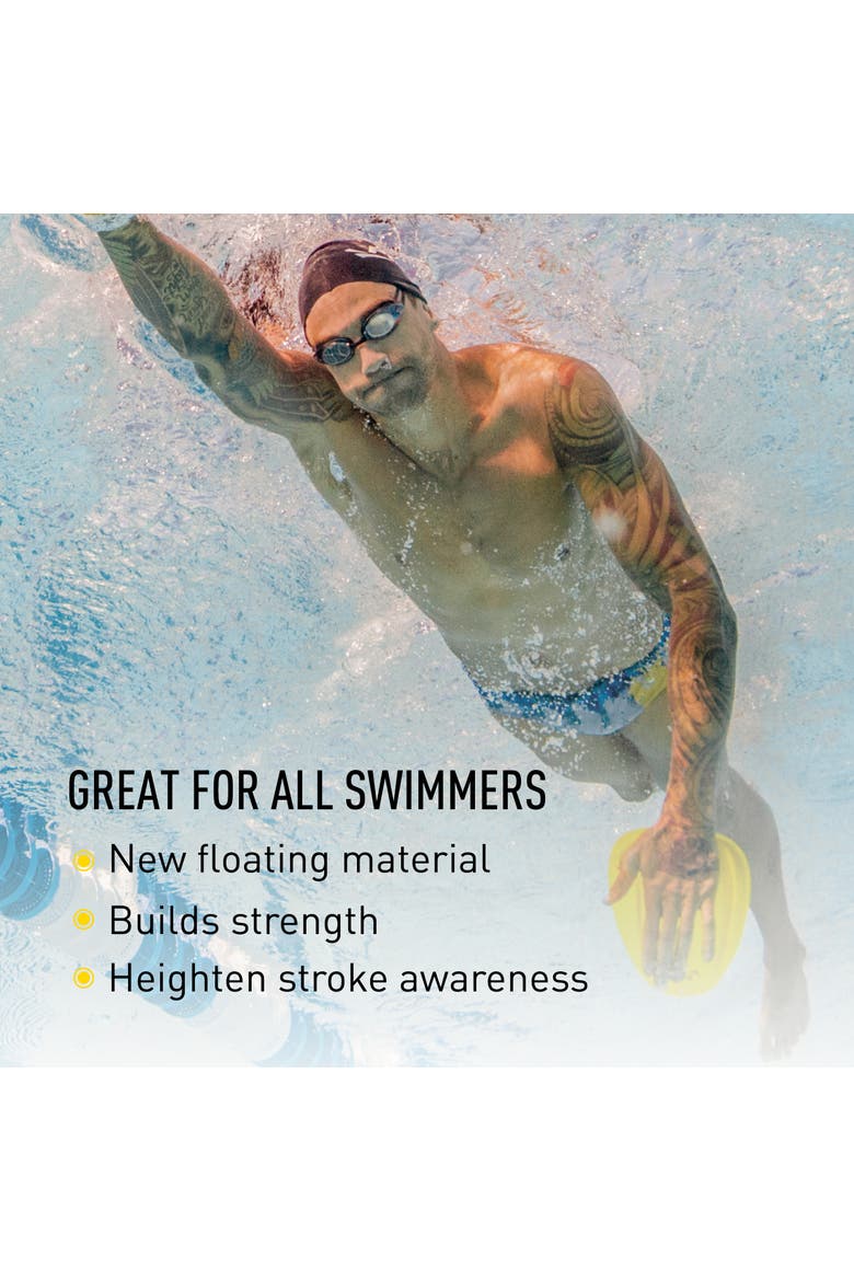 Agility Floating Swim Paddles Strapless Design for Stroke Technique Instant Feedback, Alternate, color, Yellow