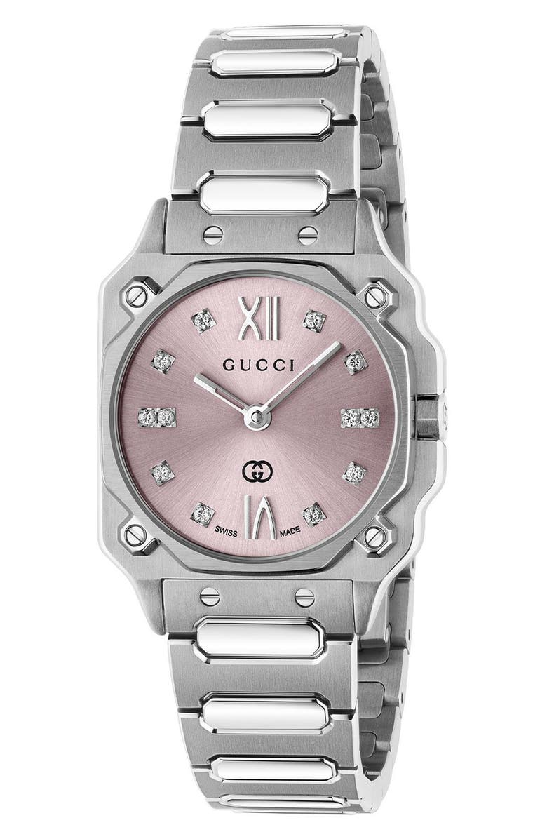 Gucci G-Flat XL Bracelet Watch, 24mm, Main, color, Steel