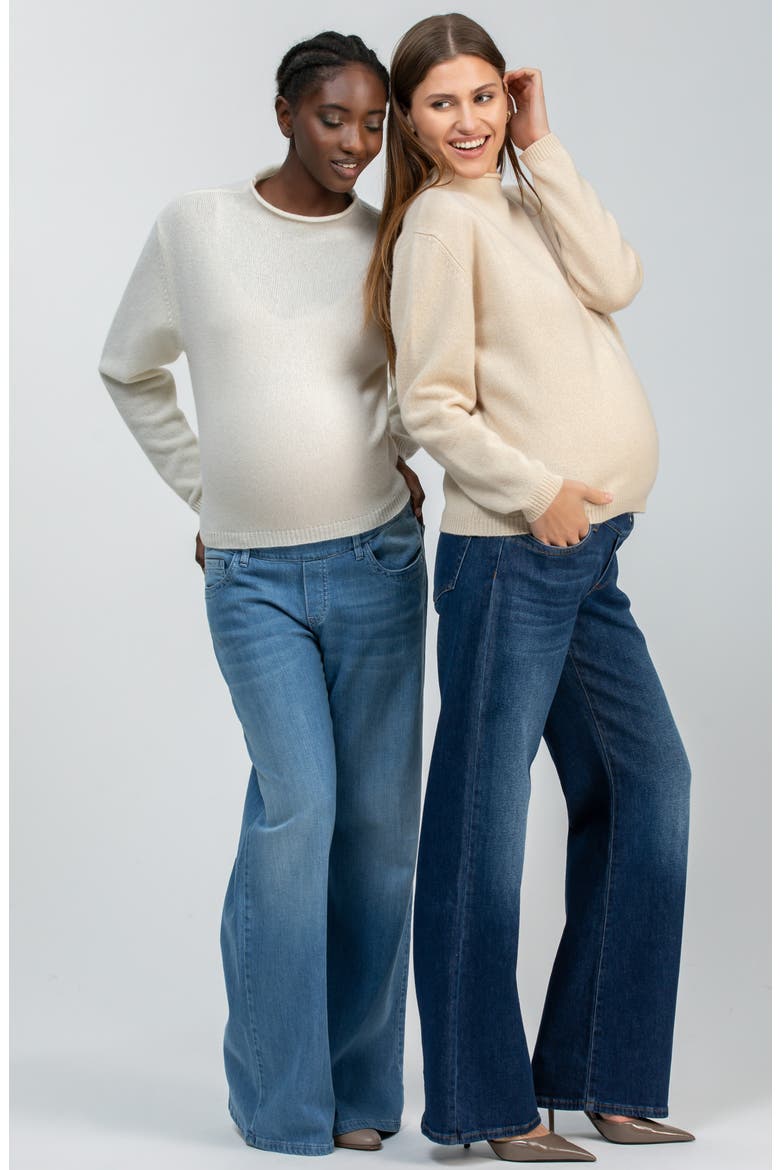 Wide Leg Maternity Jeans, Alternate, color, MED DARK WASH