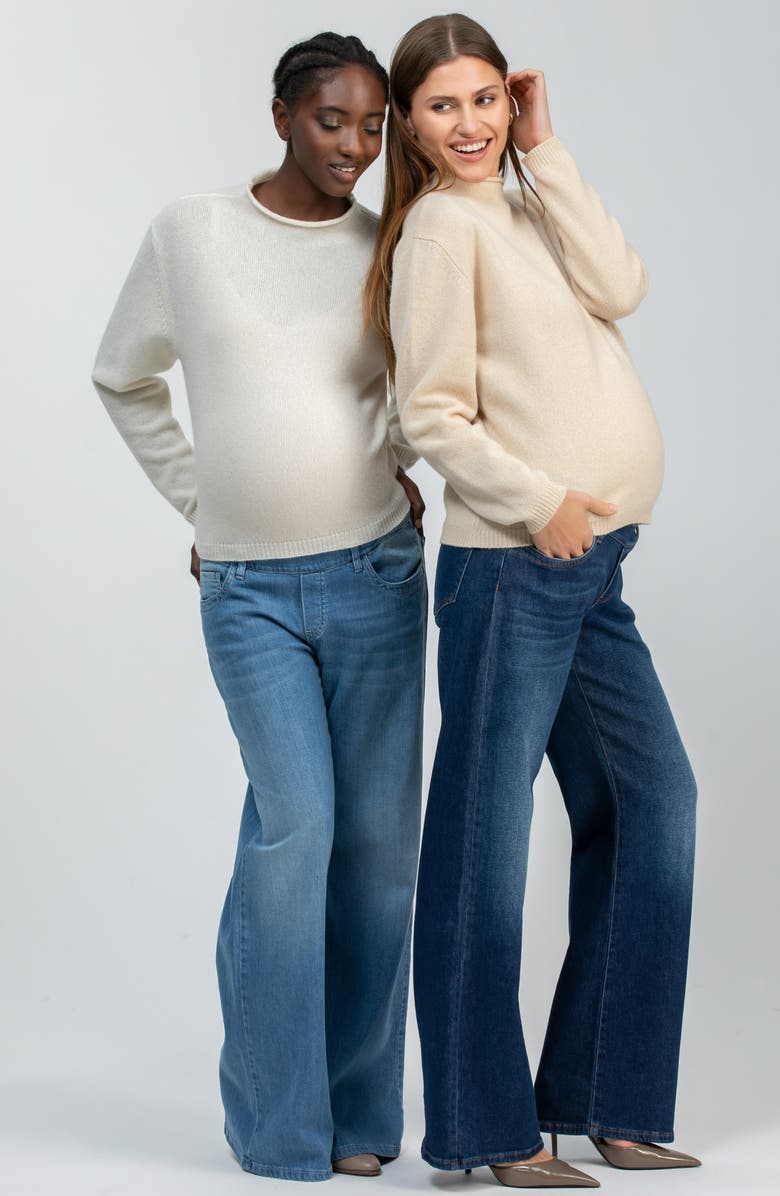 PIETRO BRUNELLI MATERNITY Wide Leg Maternity Jeans, Alternate, color, Med Dark Wash