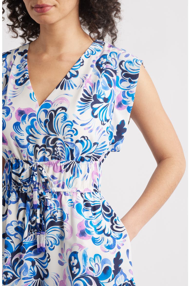 Obi Floral Dress, Alternate, color, IVORY MULT